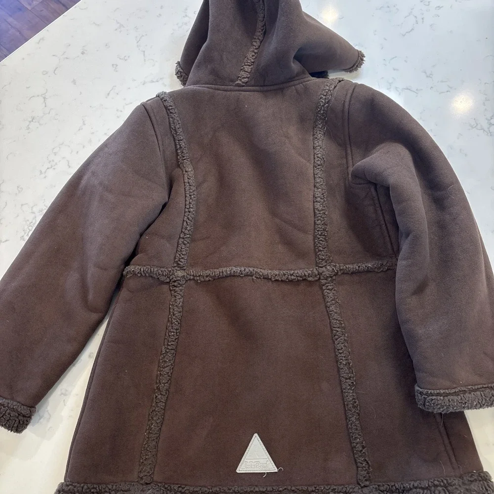 VTG LL Bean Faux Shearling Coat Little Girls 6X/7‎ Dark Brown Adorable Cozy EUC